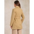 thumbnail image 4 of INSPIRE CHIC Women's Notch Lapel Double Breasted Belted Long Trenchcoat, 4 of 7