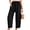 A1-Black, variant on Women's High Waisted Palazzo Pants Casual Loose Dark Brown Wide Leg Trousers with Pockets Drawstring Flowy Pants, Size L