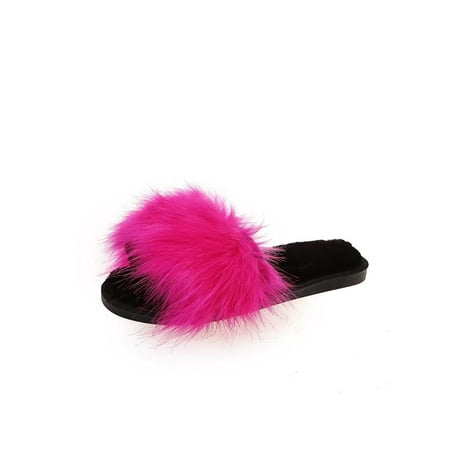 

Harsuny Ladies Bedroom Fashion Fluffy Slides Slip On Warm Shoe Comfort Rose Red 7-7.5