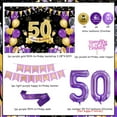 thumbnail image 6 of Purple 50th Birthday Decorations for Women with Purple Happy Birthday Banner Cake Topper Purple Black Gold 50th Birthday Backdrop It's My Birthday Sash for 50th Birthday Decorations, 6 of 6