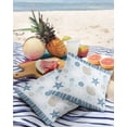 thumbnail image 3 of Pack of 2 Outdoor Pillow Covers, Blue and Brown Starfish Seashell Jellyfish Coral Waterproof Square Throw Pillowcase Cushion Decorative Pillow Covers for Couch Patio Tent, 16x16 in, 3 of 6