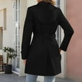 thumbnail image 5 of Stamzod Double Breasted Trench Coat Women Solid Color Classic Long Sleeve Jacket Coat with Belt Business Casual Jackets for Women Black L, 5 of 6