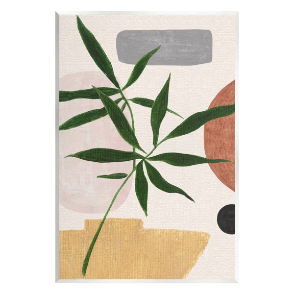 Stupell Industries House Plant & Abstract Shapes Botanical & Floral Painting Unframed Art Print Wall Art, 13 x 19