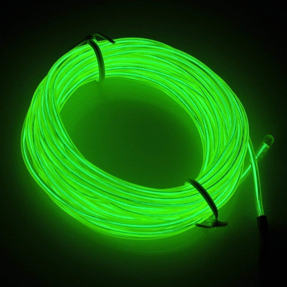 ABALDI Green EL Wire, 3 Light Modes Neon Light Portable Battery Powered Rope Lights Pack Drivers