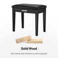 thumbnail image 4 of Banco para piano Donner con almacenamiento de madera maciza negra, 4 of 7