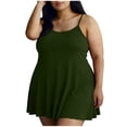 thumbnail image 1 of Amzcrzy Robe d'Été pour Femmes Grande Taille Confortable, Ample, Sans Manches, à Bretelles Spaghetti, Nuisette Décontractée à Col Rond, Couleur Unie, Mini-Robe 2TG, 1 of 6