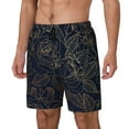 thumbnail image 1 of Cauagu Copper-Gold Gloss Outline Rose Print Mens Swim Trunks Quick Dry Board Shorts Swim Shorts with Compression Liner Bathing Suits-3X-Large, 1 of 6