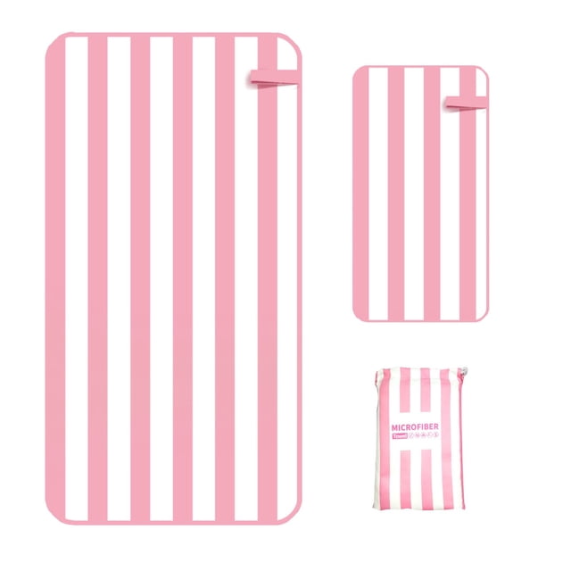 Bath Towel Microfiber Polyester Striped Design Super Absorbent Soft Lightweight Machine Washable Quick Drying for Bathroom Beach Home Travel Use
