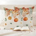 thumbnail image 3 of Thanksgiving Pumpkin Pillow Covers 2 Pack Autumn Orange Green Leaves Vintage Linen Texture Pillowcase Waterproof Outdoor Throw Pillow Cover for Patio Garden Square Cushion 24”x24”, 3 of 9