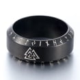 thumbnail image 2 of Viking Ring Nordic Valknut Jewelry Black Futhark Norse Odin Rings (9), 2 of 5