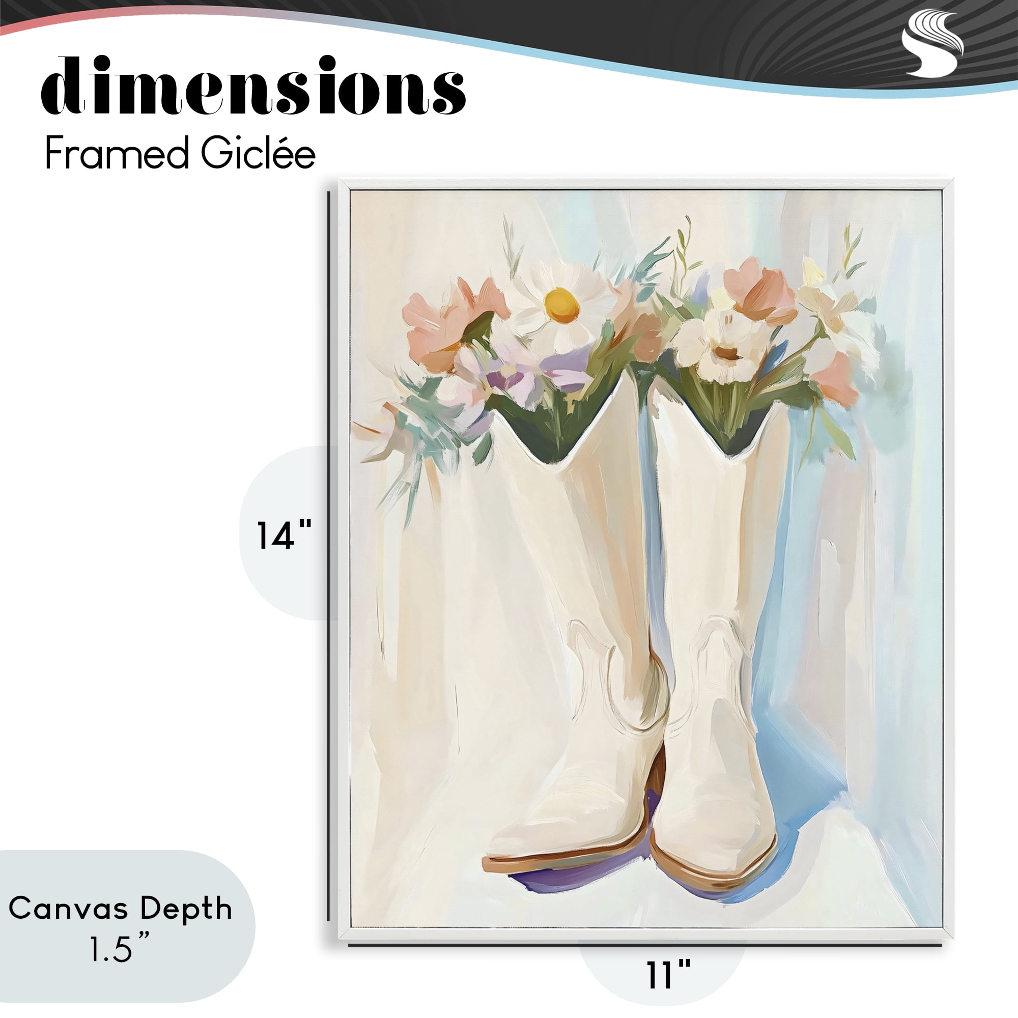Stupell Industries Floral White Cowgirl Boots White Framed Giclee Art, design by The Prints Vibe
