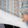 thumbnail image 3 of Oversized Wearable Blanket Hoodie,Colorful Geometric Striped Pattern Sherpa Blanket Hoodie with Super Pockets,Super Warm Fuzzy Pullover for Women & Men, 3 of 6