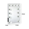 thumbnail image 5 of Benjara 24 Inch Modern Lighted Mirror, 2 Power Outlets, 12 Bulb Sockets, White, 5 of 6
