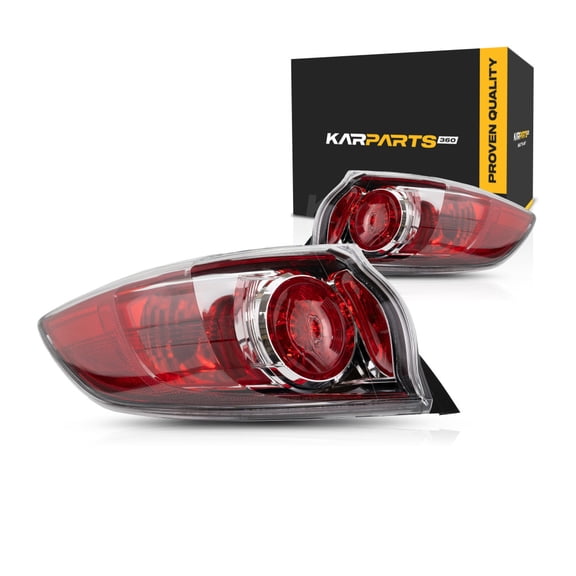 For Mazda 3 2010 2011 2012 2013 Tail Light Driver and Passenger Side Pair | Outer | CAPA Certified | Red Lens | Hatchback | Replacement For MA2800147, MA2801147 | BBN7-51-160D, BBN7-51-150D