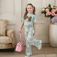 thumbnail image 2 of shoper Toddler Girl Summer Outfits 4t Cartoon Print Short Sleeve T Shirt Tops and Elastic Waist Pants Outfits Set Crewneck Fashion Shorts Beach Playwear Outfits Preppy Clothes, 2 of 5