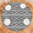 thumbnail image 2 of Black Geometric Triangle Diamond Pattern Round Fitted Tablecloth with Elastic Edge,Dining Table Cover Waterproof,Outdoor Round Tablecloth for Camping,Dining,Indoor and Outdoor, 2 of 7