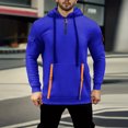 thumbnail image 2 of Quarter Zip Sweatshirt Tops Men Hoodie with Multi Pockets Sweatshirt Blouse Solid Color Hoodies Long Sleeve Hooded Sweatshirts Gym Sports Activewear Comfort Fall Winter Blouses Casual Sweater, 2 of 7