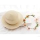 thumbnail image 4 of Sombrero de Sol para padres e hijos, gorra de cubo, lazo de encaje beige, flores, cinta plana, sombrero de paja, gorras de playa, Panamá, nuevo, Verano, 4 of 4