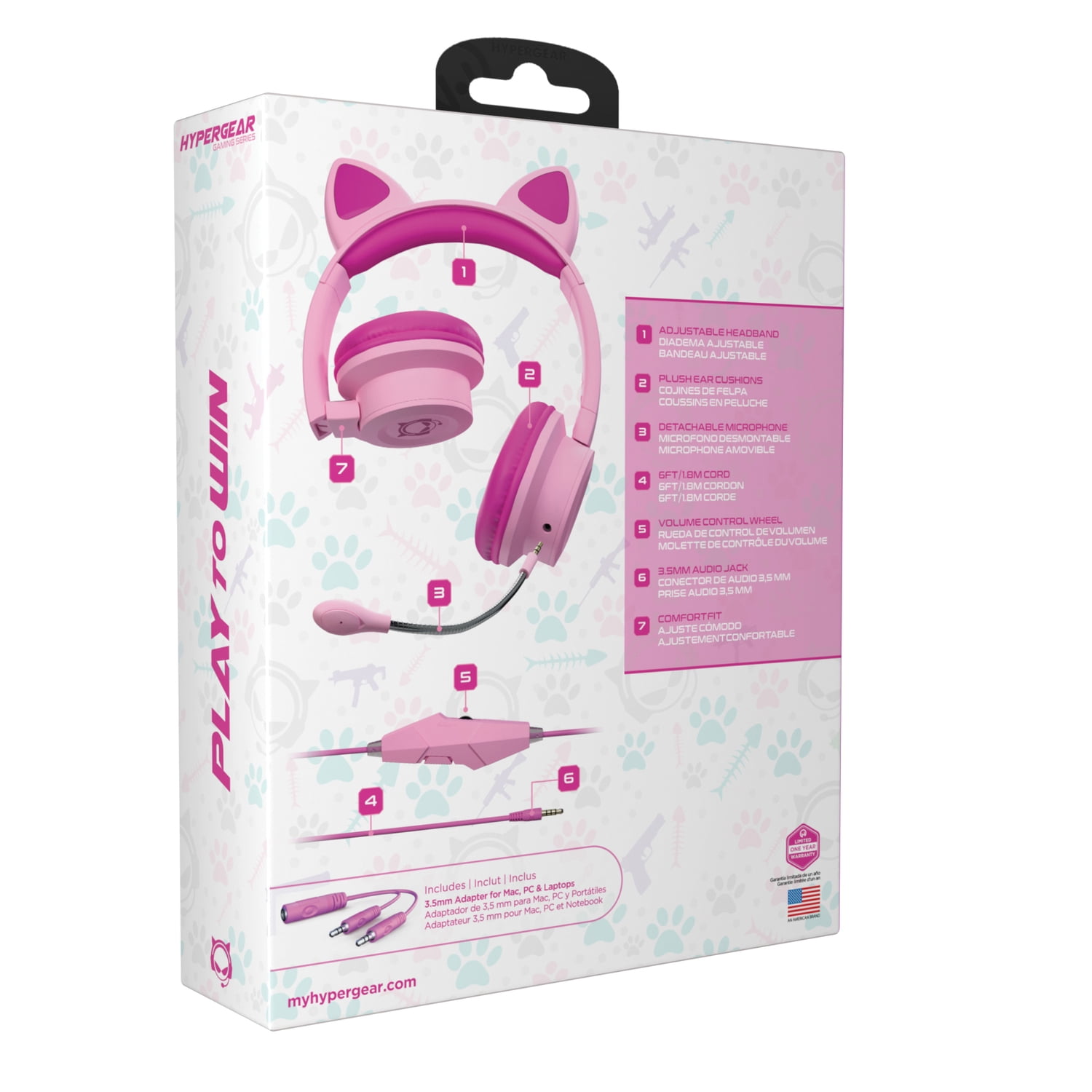 HyperGear 15554 Kombat Kitty Gaming Headset Pink