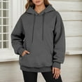 thumbnail image 4 of Fall Hoodie for Women 2025 Long Sleeve Plain Basic Hooded Sweatshirt with Pockets Essentials Womens Hoodie Pullover, 4 of 5