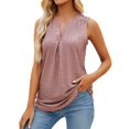 thumbnail image 1 of Camisetas sin mangas para las mujeres 2024 Camisetas sin mangas para mujer, elegantes, informales, de verano, con cuello en V, sin mangas, camisolas, túnica con de ganchillo, blusas sólidas (Pink, M), 1 of 5