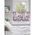 thumbnail image 3 of Purple Flowers 2 Panel Kitchen Curtains for Small Windows, Butterfly Spring Floral Rustic Farmhouse Bathroom Tier Curtain, Short Window Treatment for Bedroom/Living Room 55"x24", 3 of 6