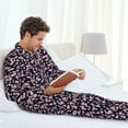 thumbnail image 4 of Wukai Flower Men's Long-Sleeve Pajama Set - Comfortable Sleepwear with Button-Down Shirt and Pants-X-Large, 4 of 6