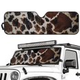 thumbnail image 5 of Uorisanigo Windshield Sun Shade Sunshade Retro Cow Print Heat Shield Compatible with Jeep Wrangler JK JKU TJ 1997-2018 & 2020-2025 Jeep Gladiator JT Protect Your Car from Sun Heat, 5 of 7