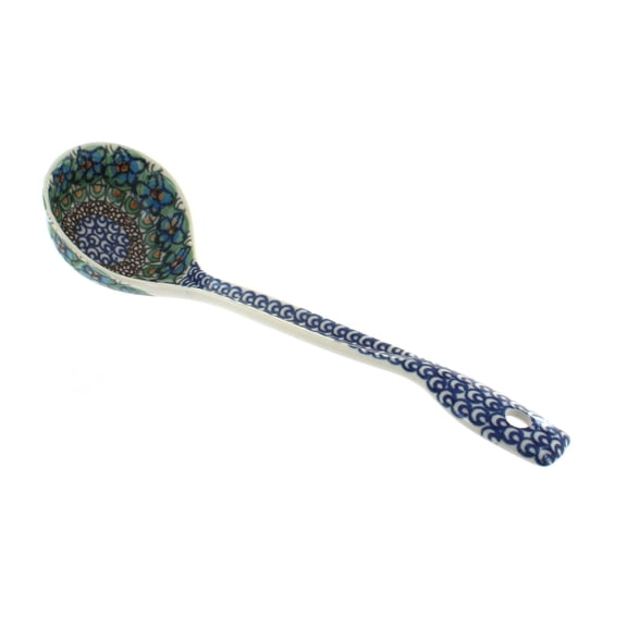 Blue Rose Polish Pottery Mardi Gras Soup Ladle