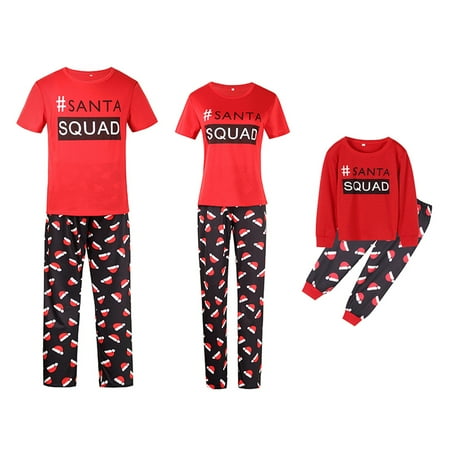 

Sunisery Family Matching Christmas Santa SQUAD Pajamas Set Women Kids Xmas Sleepwear Nightwear