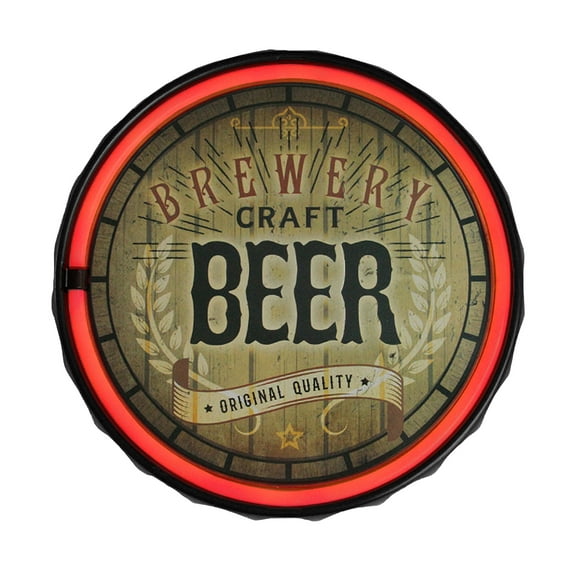 12.5" Battery Operated USB Neon Style LED Lighted Beer Bottle Cap Wall Sign