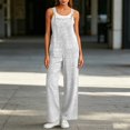thumbnail image 1 of Casual Wide Leg Overalls for Women, Loose Fit Sleeveless Jumpsuits, Buckle Up Wide Leg Jumpsuit, Denim Bib Baggy Barrel Jeans Y2k Denim Boyfriend Harem Pants, Summer Fall Outfits,WhiteM, 1 of 2