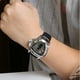 thumbnail image 3 of Reloj de pulsera mecánico automático para hombre con correa de PU (negro y plateado), 3 of 5