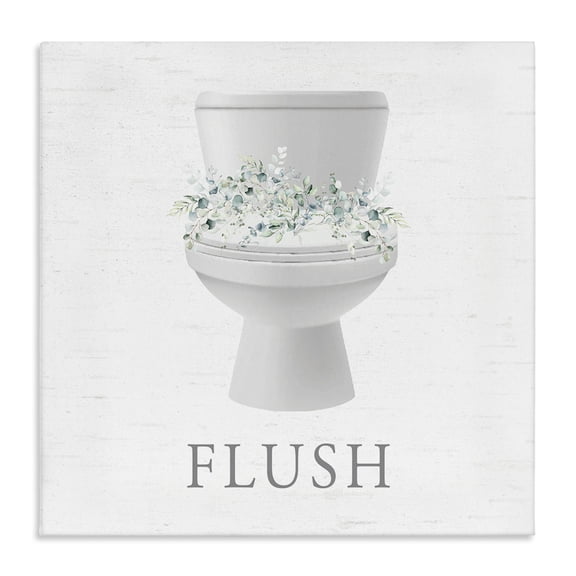 Stupell Industries Toilet & Fresh Botanicals Floral Painting Wrapped Canvas Canvas Art Print Wall Art, 17 x 17