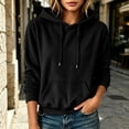 thumbnail image 4 of TARIENDY Fall Sweatshirt Women Solid Corduroy Pullover Hoodies Long Sleeve Drawstring Knit Hooded Sweatshirts with Pocket Black S, 4 of 5