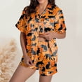 thumbnail image 4 of Womens Pajama Sets Two Piece Outfits Short Sleeve V Neck Shorts Set Comfortable Nightwear Green Womens Loungewear Set L, 4 of 6