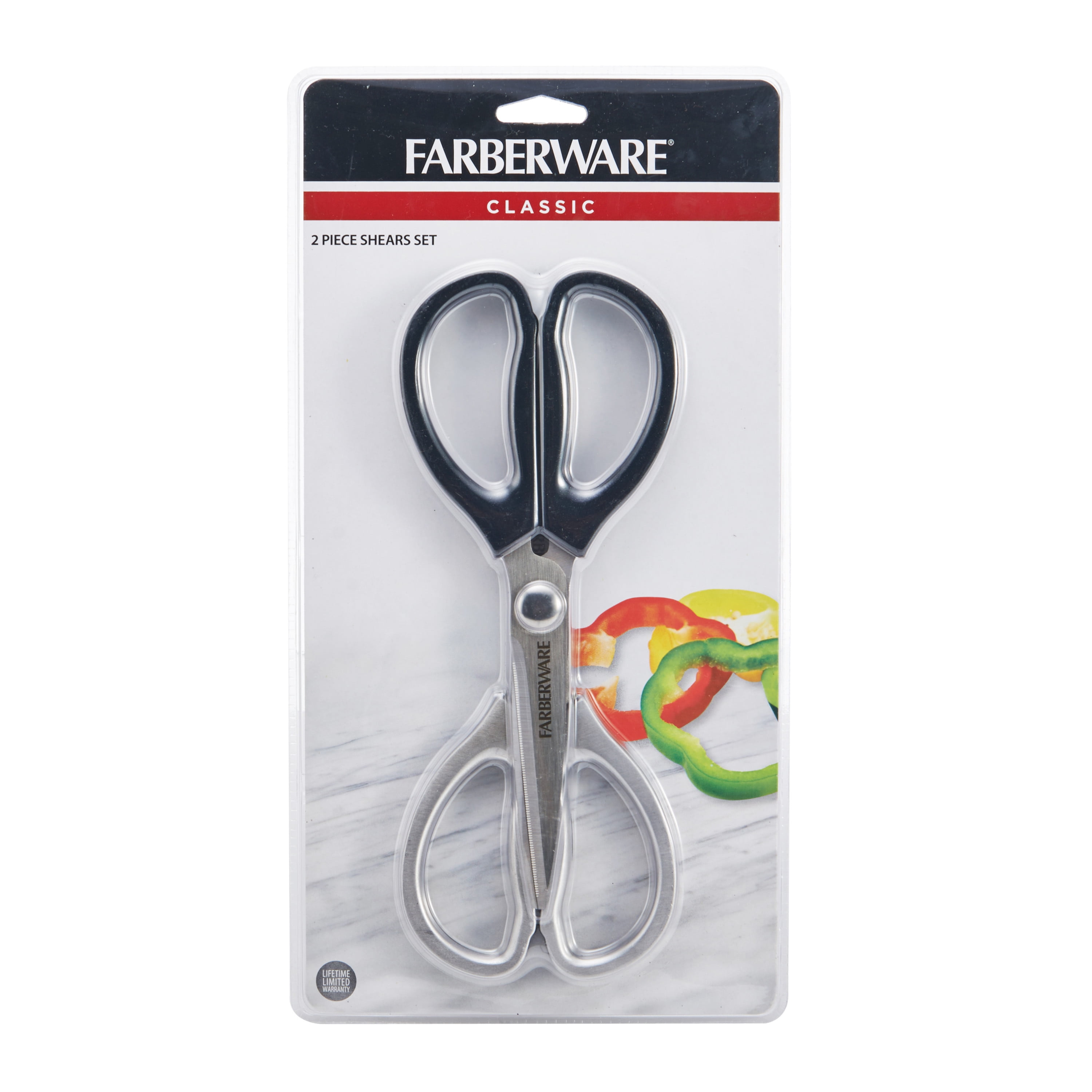 Farberware Classic 2-piece Kitchen Shear Set in Metallic Stainless Steel and Black