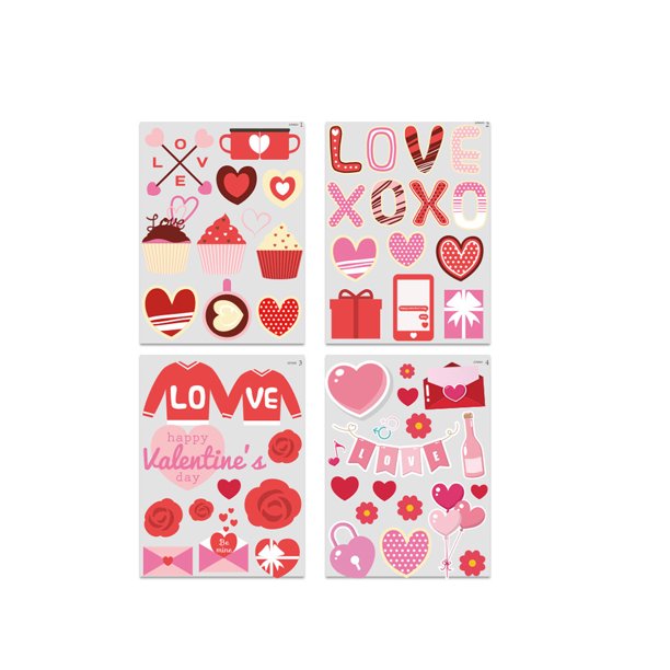 De Corazones Para Ventana, Pegatina De Amor Para El Día De San Valentín, Pegatina De Ventana Estática Extraíble De Pvc, Decoraciones Para El Hogar, Aniversario De Boda 4 Uds. Advancent HA038642-00