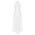 thumbnail image 4 of TiaoBug Women Rhinestones Halter Split Lyrical Dance Dress Contemporary Dancewear White L, 4 of 7