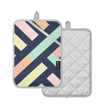 

Yayeee Pot Holders for Kitchen Heat Resistant with Pocket Set of 2 7x9.8 Green Stripes