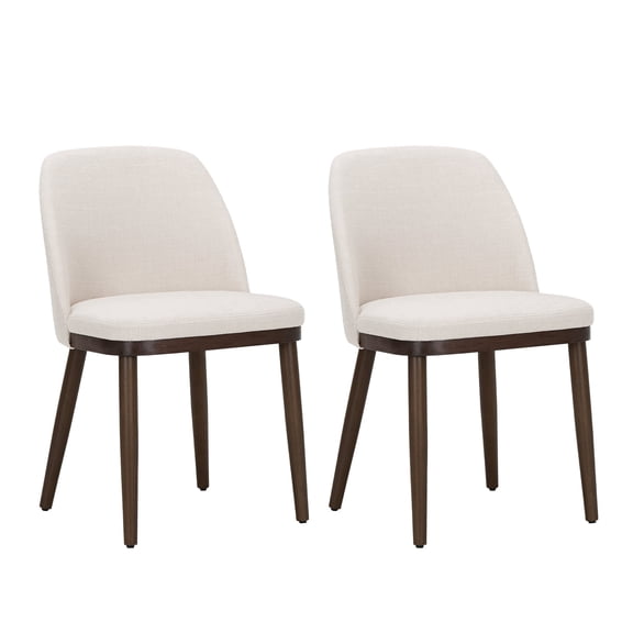 Modern Upholstered Dining Chairs Set of 2 — Fabric Padded Side Chairs with Solid Wood Legs, Ideal for Kitchens and Dining Rooms,Beige