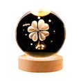thumbnail image 2 of Bola de Cristal Luz Nocturna 2,36 Pulgadas Base de Madera Adorno Decoración Esfera Lámparas Lámpara de Mesa para Cumpleaños Acción de Gracias Sala de Estilo A Yinane Luz de noche, 2 of 6