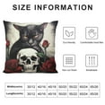 thumbnail image 5 of COMIO  Red Rose Skull and Cat Pillow Covers Hallowmas Thanksgiving Farmhouse Outdoor Cat Lovers Room Throw Pillowcase Flannel Sofa Couch Decorative Cushion Case, 5 of 5