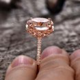 thumbnail image 5 of 11x9mm Oval 4.5 carat Morganite Engagement Ring Diamond Moissanite Wedding Ring 10k Rose Gold Filigree Retro Vintage Floral Set, 5 of 6