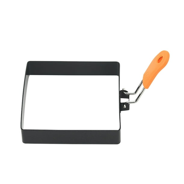 Anillos Cuadrados de Huevo para Plancha Huevo de Acero Inoxidable Antiadherente con Mangos Aislantes de Silicona Cepillo para Aceite y Separador de Huevos Ideal para Freír Huevos Tortillas y Tortitas