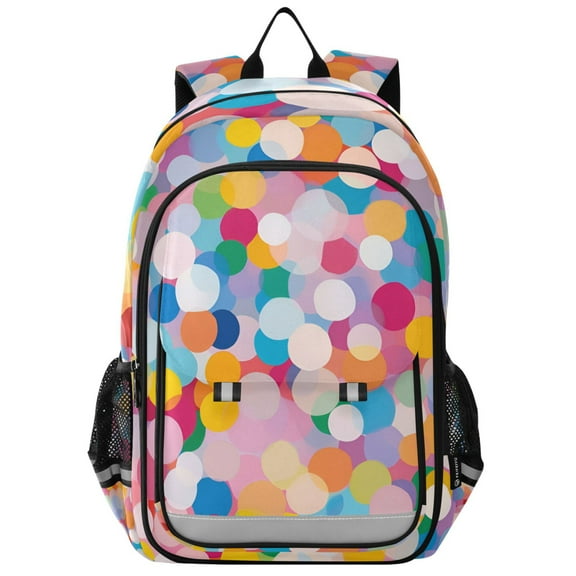 FORMRS Unisex School Backpack 17" Student Travel Bag with Laptop Compartment, Purple Colorful Circles
