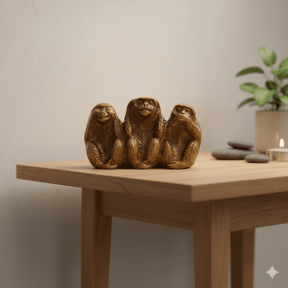 Natriel Handcrafted Brass Three Monkeys Sculpture - Unique Decor Accent