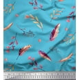 thumbnail image 1 of Soimoi Blue Cotton Jersey Fabric Leaves & Feather Decor Fabric Printed Yard 58 Inch Wide, 1 of 3