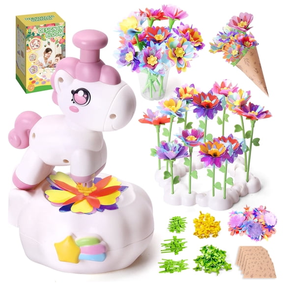 Fabric Flower Bouquet Toys, DIY Craft Kits for Kids 4-12, Arts and Crafts for Girls, Build Your Own Flower Market, Educational Activity Birthday Gifts