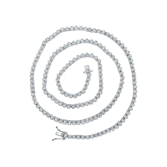 14kt White Gold Mens Round Diamond 20-inch Tennis Chain Necklace 5 Cttw